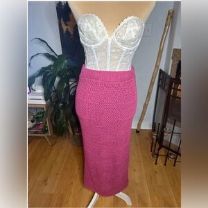 Steve Madden Crocheted Dusty Rose Skirt Women’s Size Small Coquette Boho chic